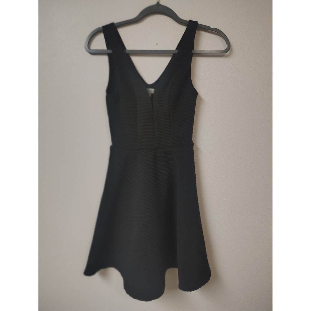 Bailey Blue Black Skater Dress Sleeveless V-Neck Textured Fit and Flare Small